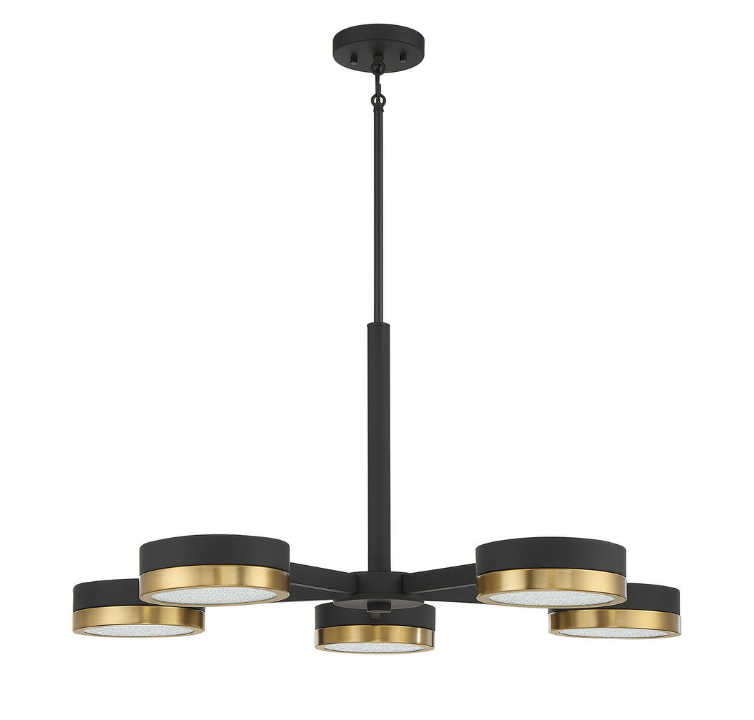 Savoy House Ashor 1-1635-5-143 Chandelier Light - Matte Black with Warm Brass Accents