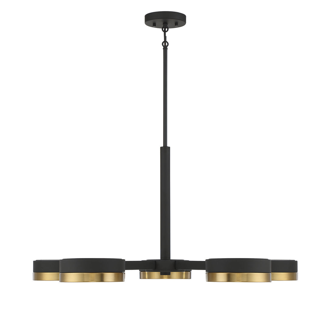 Savoy House Ashor 1-1635-5-143 Chandelier Light - Matte Black with Warm Brass Accents