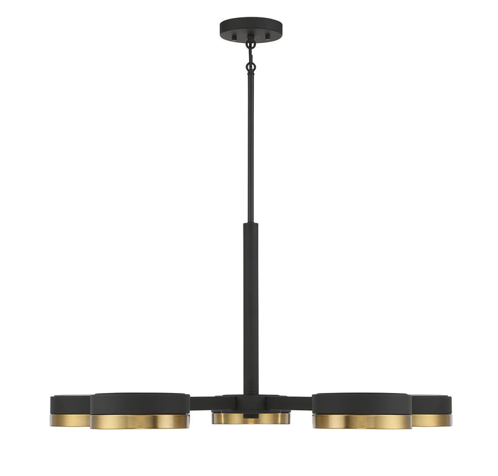 Savoy House Ashor 1-1635-5-143 Chandelier Light - Matte Black with Warm Brass Accents