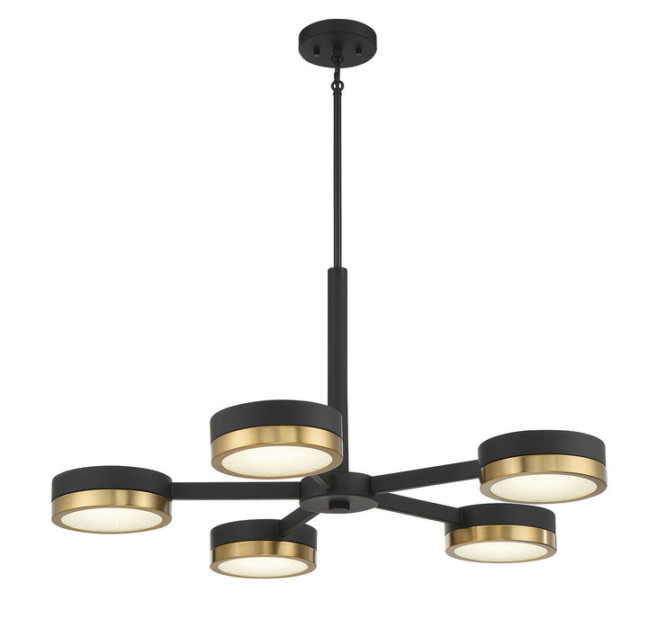 Savoy House Ashor 1-1635-5-143 Chandelier Light - Matte Black with Warm Brass Accents