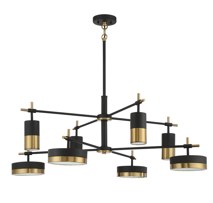 Savoy House Ashor 1-1637-8-143 Chandelier Light - Matte Black with Warm Brass Accents