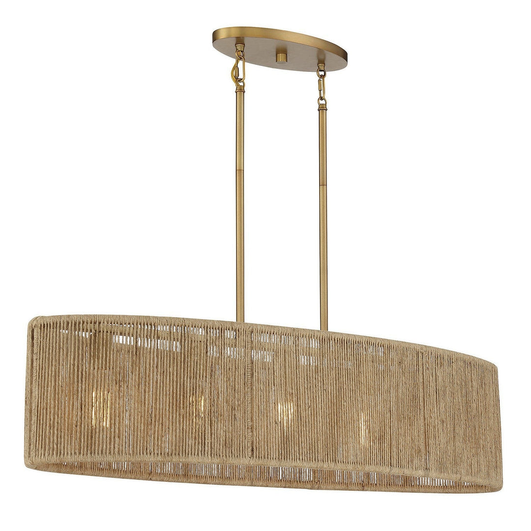 Savoy House Ashe 1-1738-5-320 Pendant Light - Warm Brass and Rope