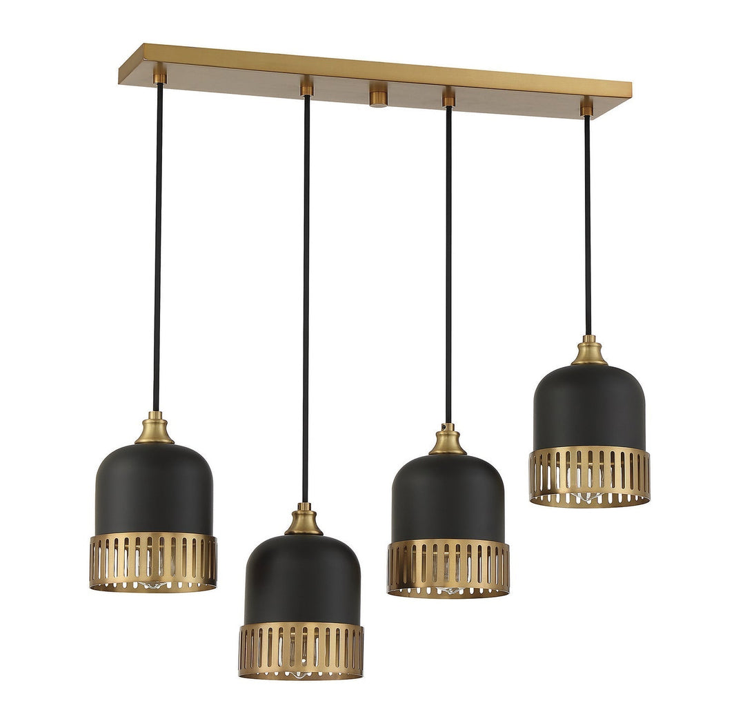 Savoy House Eclipse 1-1811-4-143 Pendant Light - Matte Black with Warm Brass Accents