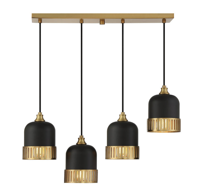 Savoy House Eclipse 1-1811-4-143 Pendant Light - Matte Black with Warm Brass Accents