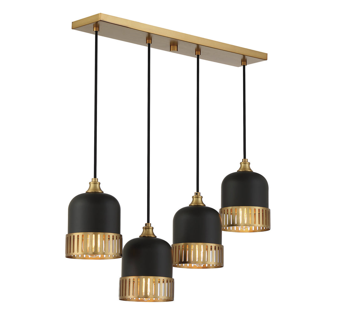 Savoy House Eclipse 1-1811-4-143 Pendant Light - Matte Black with Warm Brass Accents