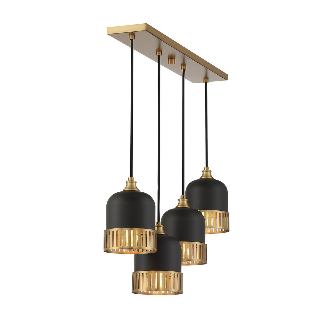 Savoy House Eclipse 1-1811-4-143 Pendant Light - Matte Black with Warm Brass Accents