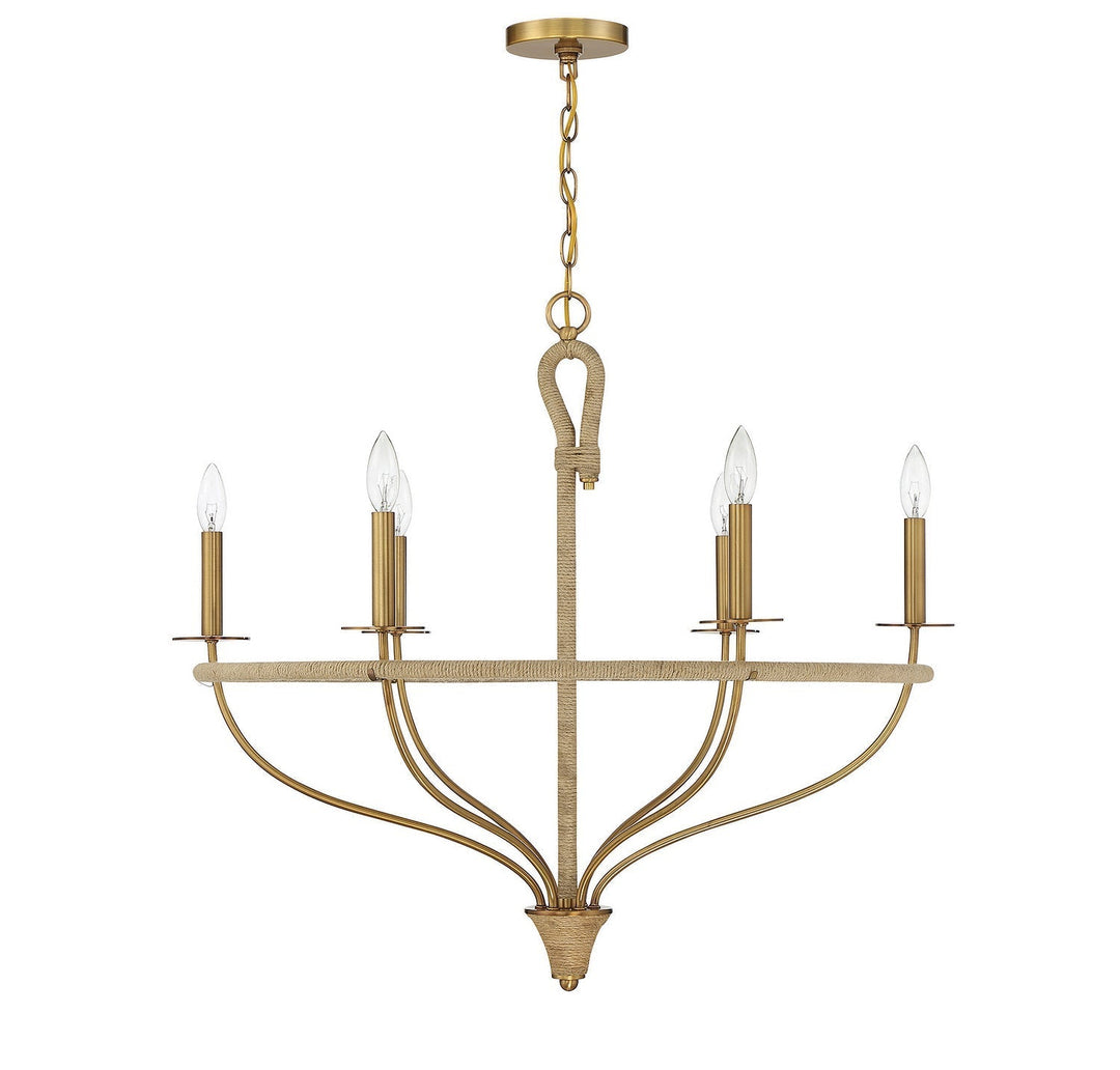 Savoy House Charter 1-1823-6-320 Chandelier Light - Warm Brass and Rope