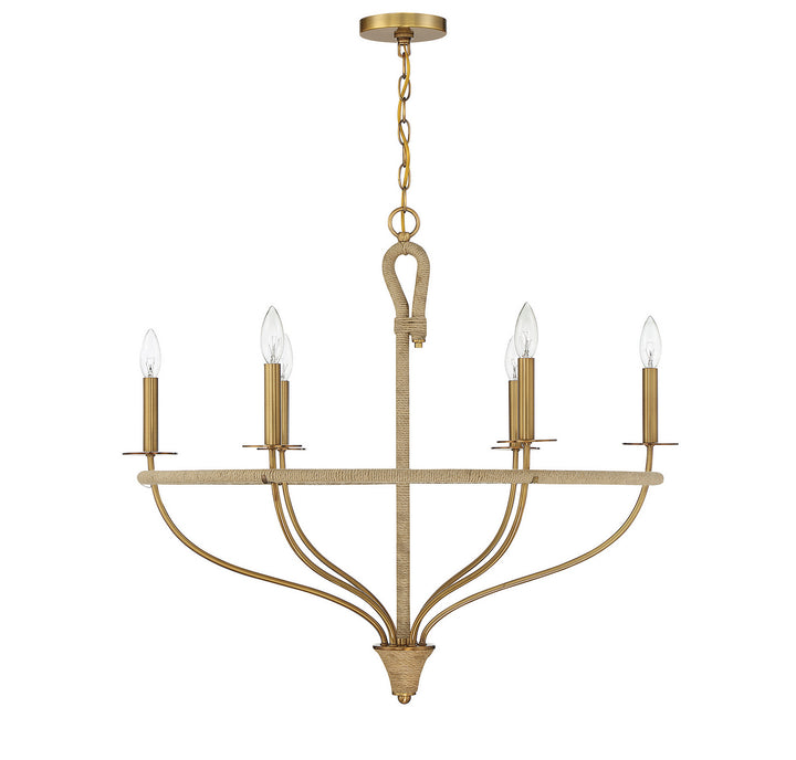 Savoy House Charter 1-1823-6-320 Chandelier Light - Warm Brass and Rope