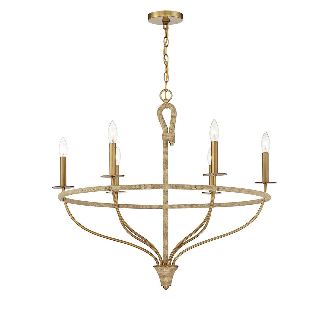 Savoy House Charter 1-1823-6-320 Chandelier Light - Warm Brass and Rope