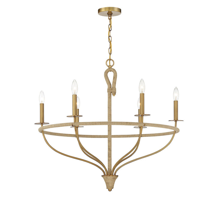 Savoy House Charter 1-1823-6-320 Chandelier Light - Warm Brass and Rope