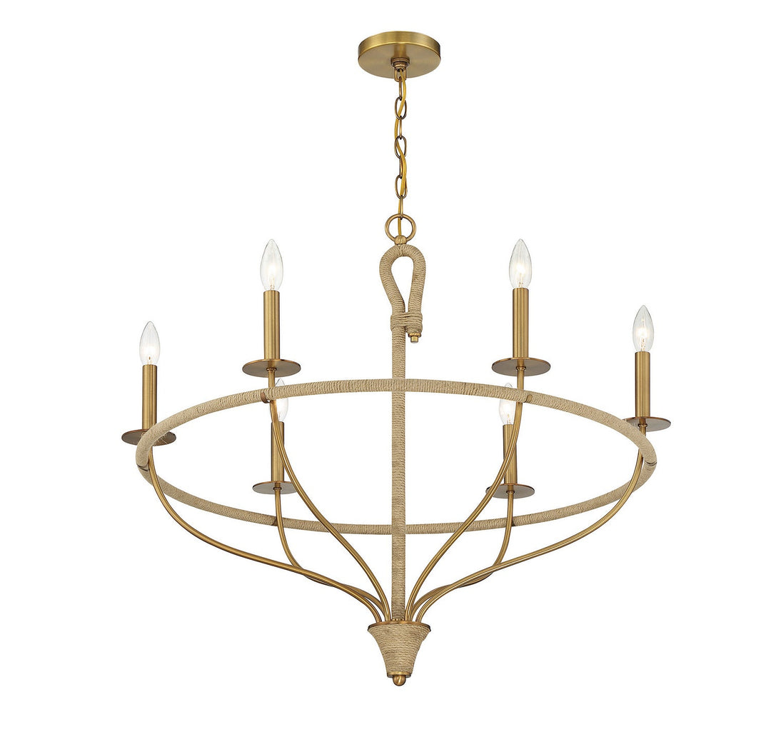 Savoy House Charter 1-1823-6-320 Chandelier Light - Warm Brass and Rope