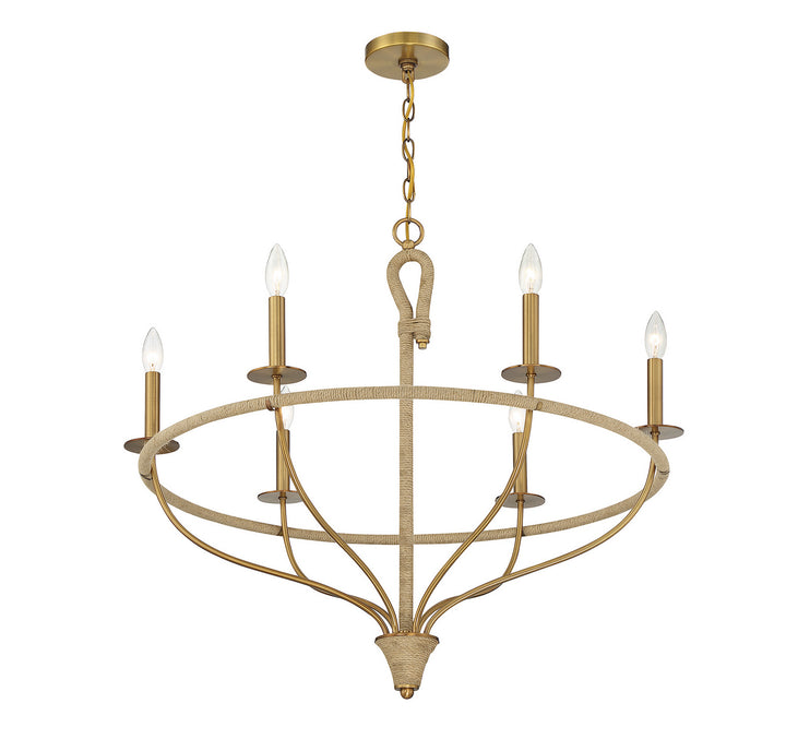 Savoy House Charter 1-1823-6-320 Chandelier Light - Warm Brass and Rope