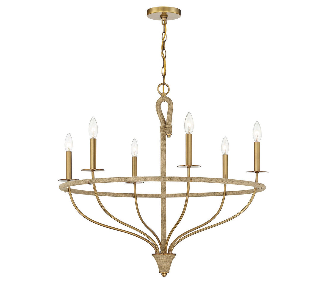 Savoy House Charter 1-1823-6-320 Chandelier Light - Warm Brass and Rope