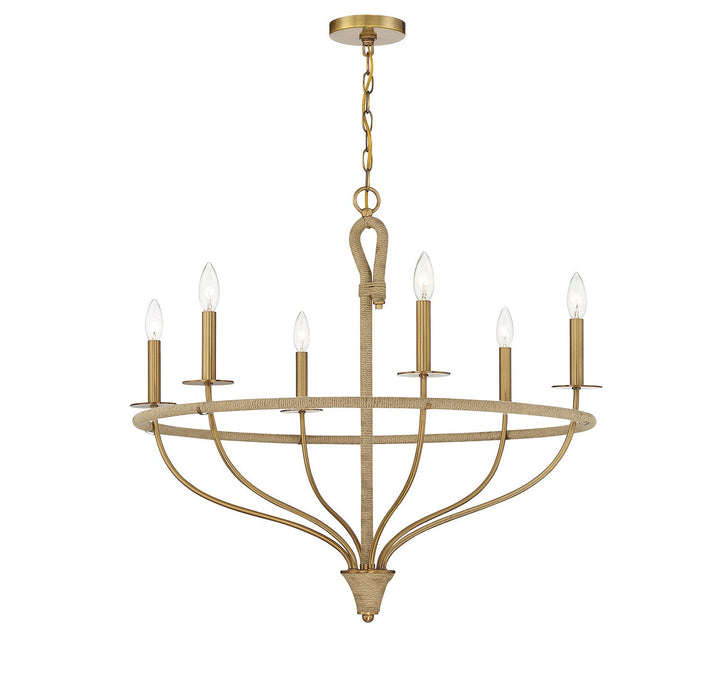 Savoy House Charter 1-1823-6-320 Chandelier Light - Warm Brass and Rope