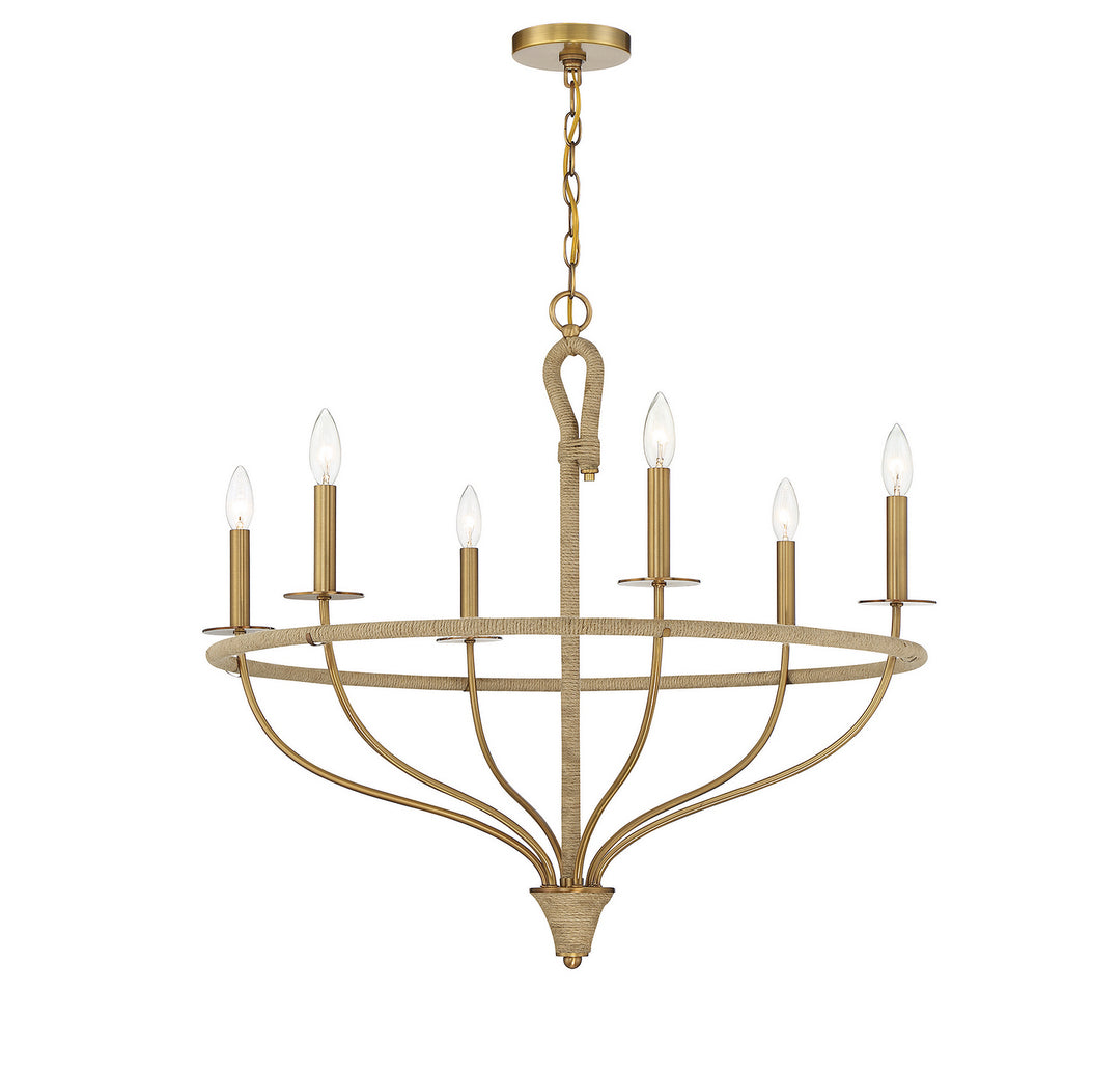 Savoy House Charter 1-1823-6-320 Chandelier Light - Warm Brass and Rope