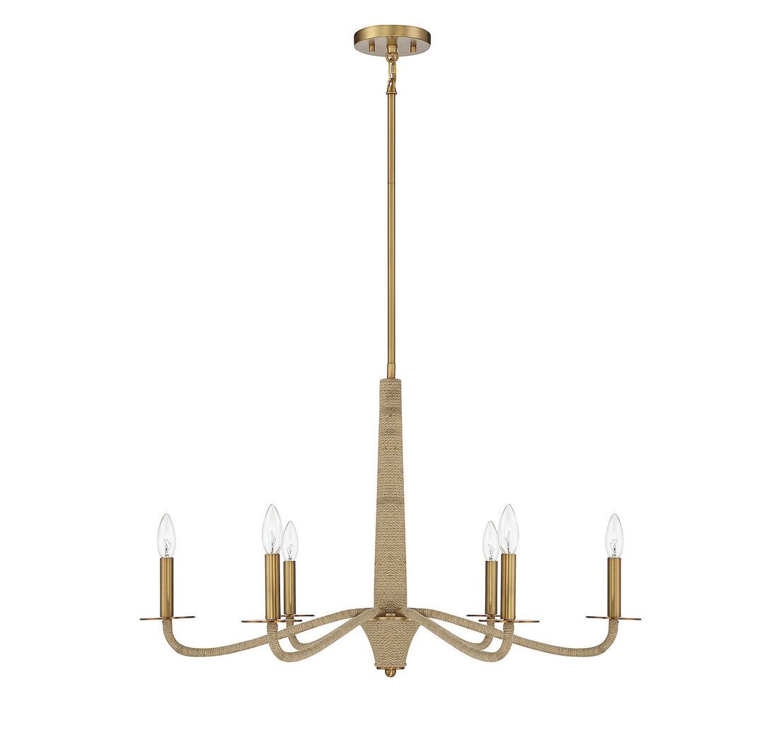 Savoy House Cannon 1-1824-6-320 Chandelier Light - Warm Brass and Rope