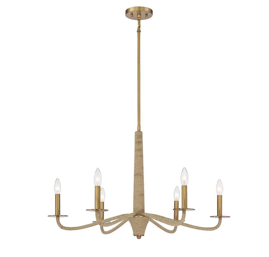 Savoy House Cannon 1-1824-6-320 Chandelier Light - Warm Brass and Rope