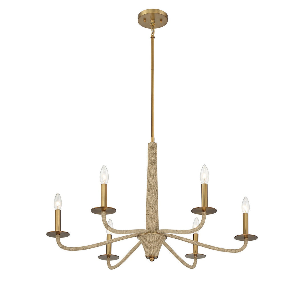 Savoy House Cannon 1-1824-6-320 Chandelier Light - Warm Brass and Rope