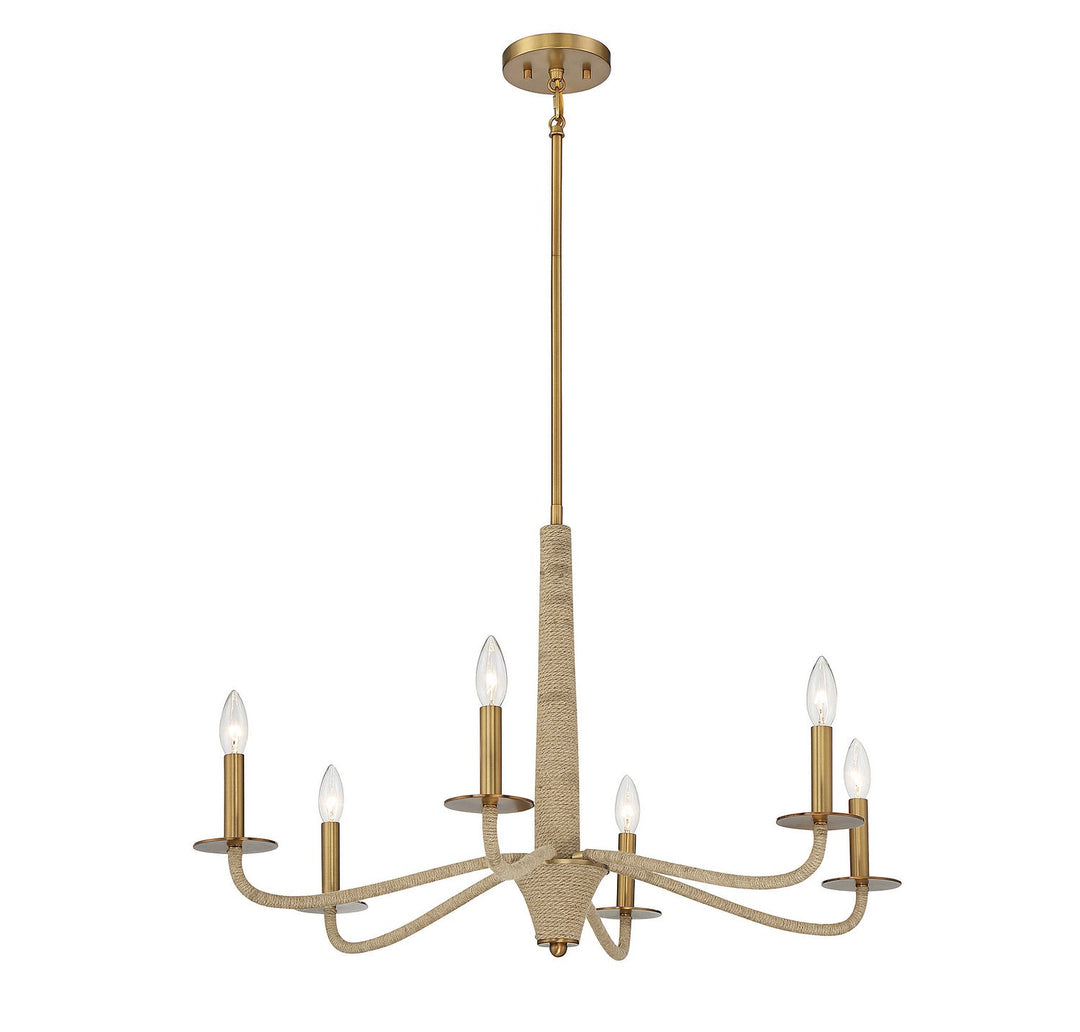 Savoy House Cannon 1-1824-6-320 Chandelier Light - Warm Brass and Rope