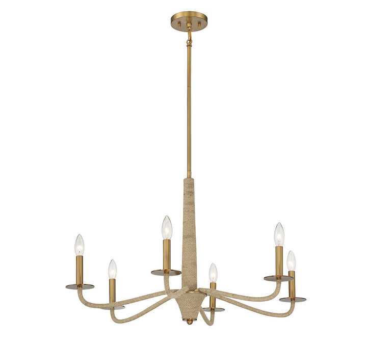 Savoy House Cannon 1-1824-6-320 Chandelier Light - Warm Brass and Rope