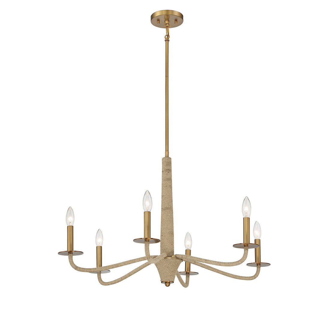 Savoy House Cannon 1-1824-6-320 Chandelier Light - Warm Brass and Rope
