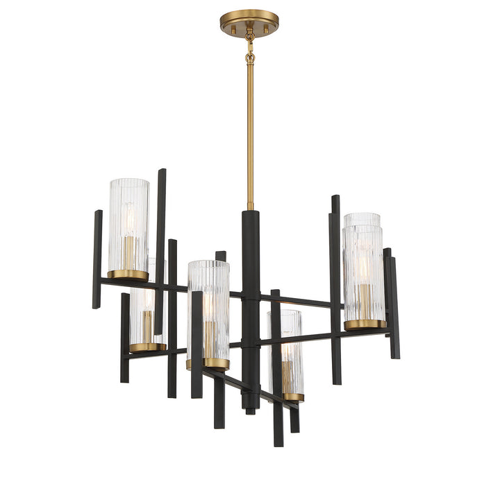 Savoy House Midland 1-1906-6-143 Chandelier Light - Matte Black with Warm Brass Accents