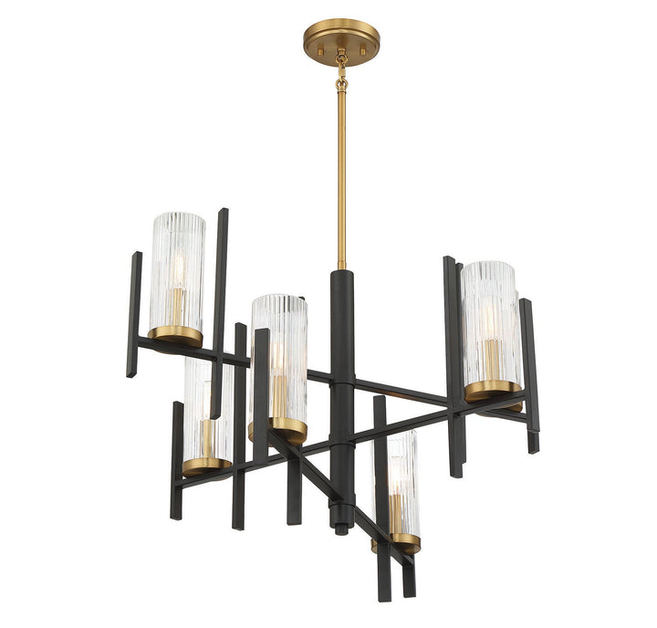 Savoy House Midland 1-1906-6-143 Chandelier Light - Matte Black with Warm Brass Accents