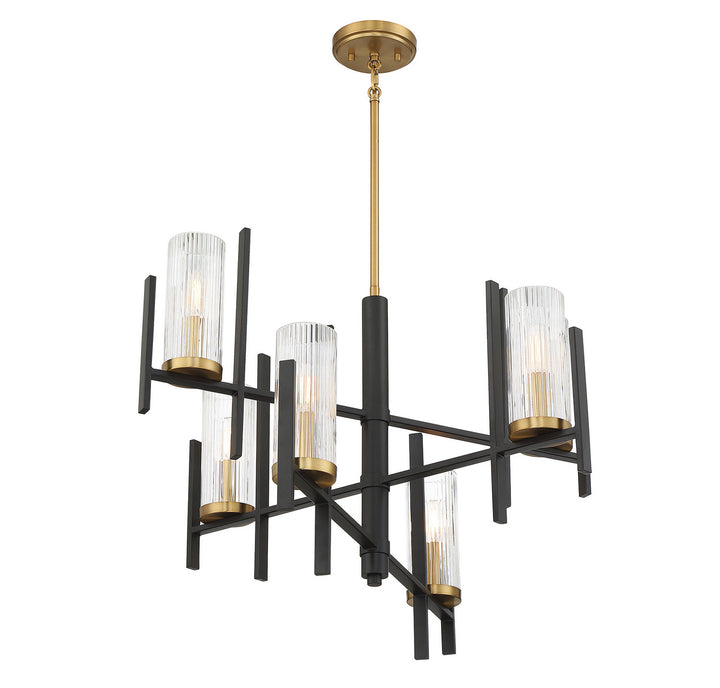 Savoy House Midland 1-1906-6-143 Chandelier Light - Matte Black with Warm Brass Accents