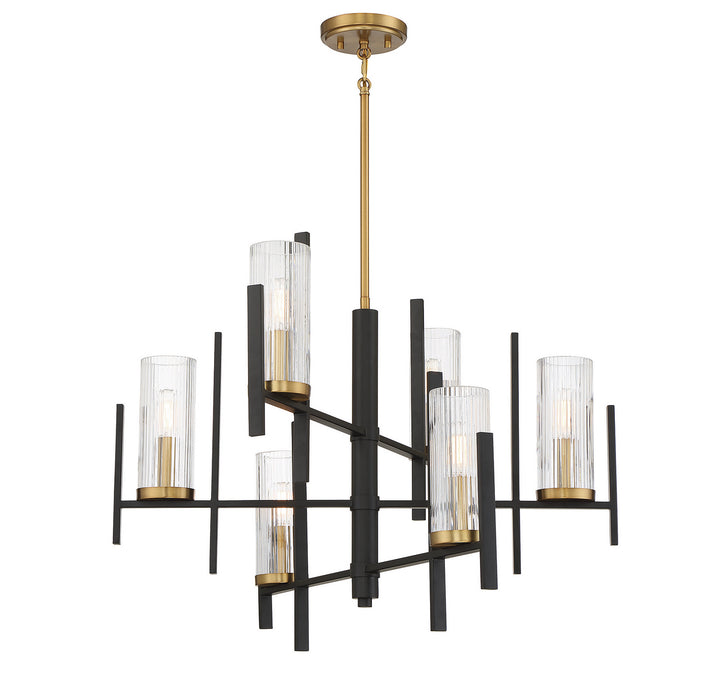Savoy House Midland 1-1906-6-143 Chandelier Light - Matte Black with Warm Brass Accents