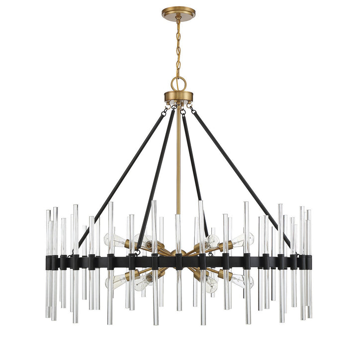 Savoy House Santiago 1-1934-12-143 Chandelier Light - Matte Black with Warm Brass Accents