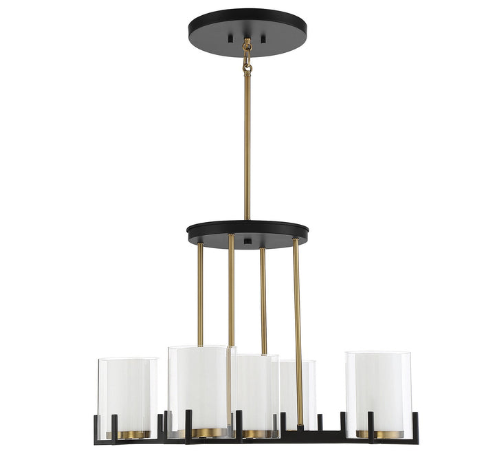 Savoy House Eaton 1-1975-5-143 Chandelier Light - Matte Black with Warm Brass Accents