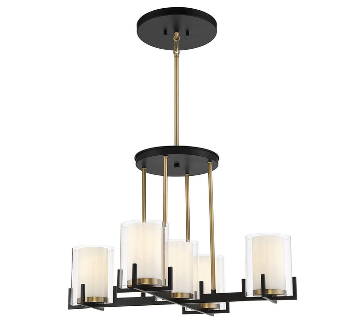 Savoy House Eaton 1-1975-5-143 Chandelier Light - Matte Black with Warm Brass Accents