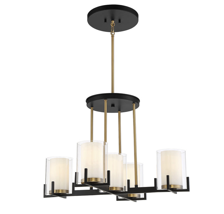Savoy House Eaton 1-1975-5-143 Chandelier Light - Matte Black with Warm Brass Accents