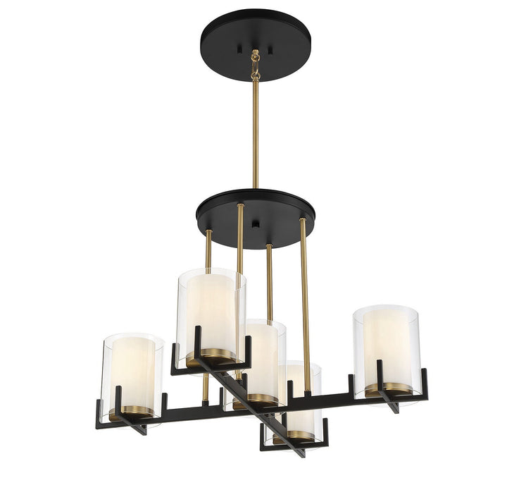 Savoy House Eaton 1-1975-5-143 Chandelier Light - Matte Black with Warm Brass Accents