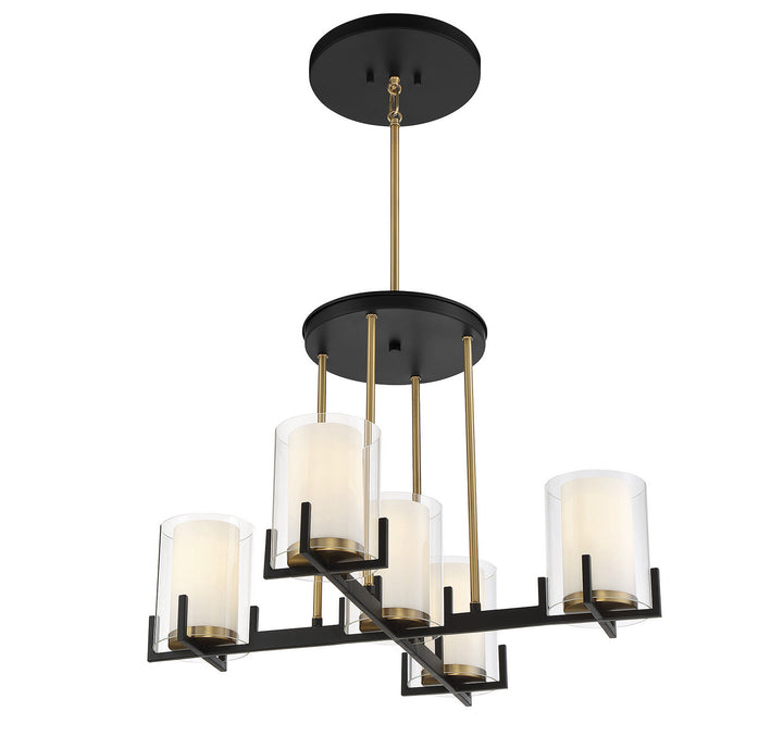 Savoy House Eaton 1-1975-5-143 Chandelier Light - Matte Black with Warm Brass Accents
