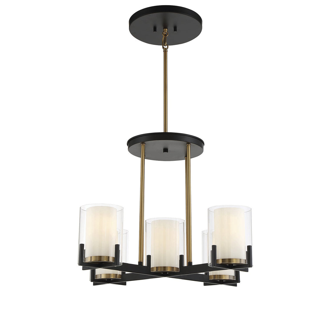Savoy House Eaton 1-1975-5-143 Chandelier Light - Matte Black with Warm Brass Accents