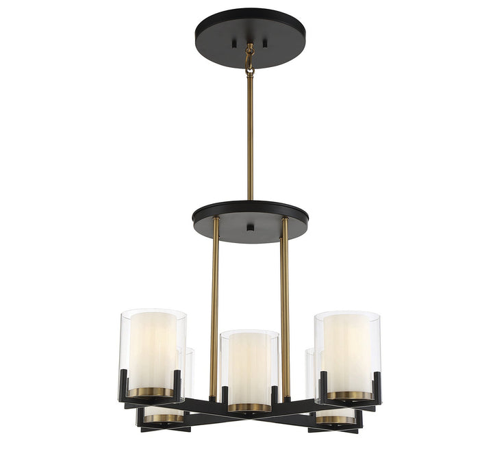 Savoy House Eaton 1-1975-5-143 Chandelier Light - Matte Black with Warm Brass Accents