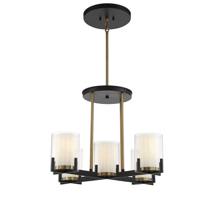 Savoy House Eaton 1-1975-5-143 Chandelier Light - Matte Black with Warm Brass Accents