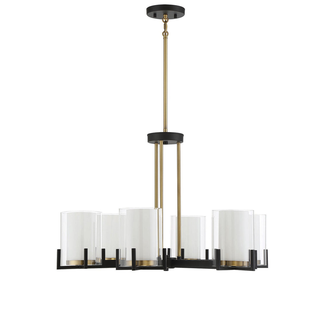 Savoy House Eaton 1-1976-6-143 Chandelier Light - Matte Black with Warm Brass Accents