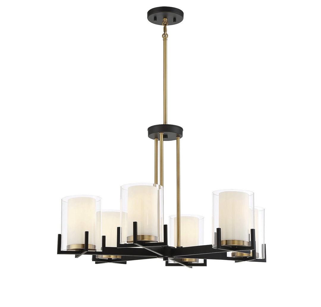 Savoy House Eaton 1-1976-6-143 Chandelier Light - Matte Black with Warm Brass Accents