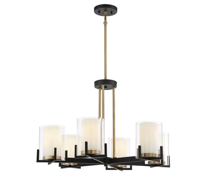 Savoy House Eaton 1-1976-6-143 Chandelier Light - Matte Black with Warm Brass Accents