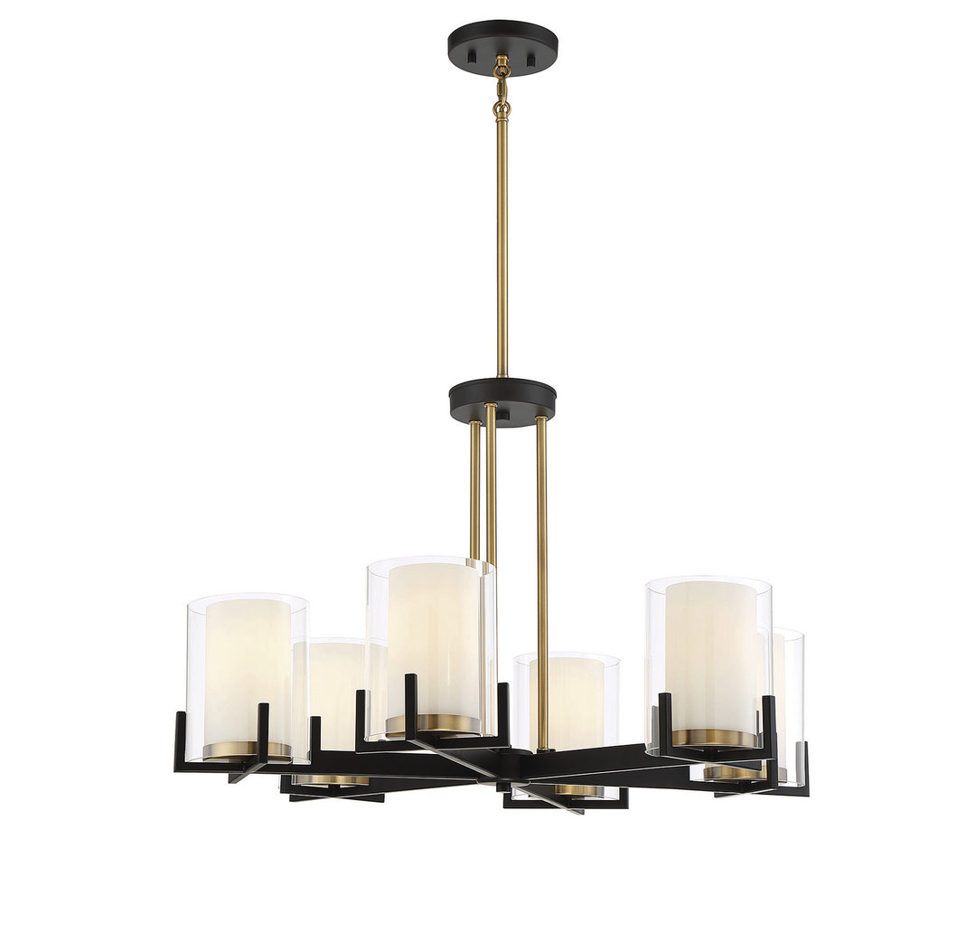 Savoy House Eaton 1-1976-6-143 Chandelier Light - Matte Black with Warm Brass Accents