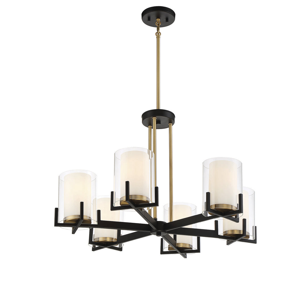 Savoy House Eaton 1-1976-6-143 Chandelier Light - Matte Black with Warm Brass Accents