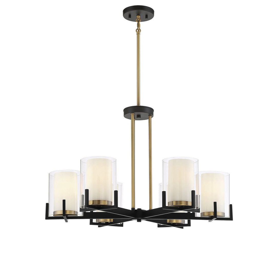 Savoy House Eaton 1-1976-6-143 Chandelier Light - Matte Black with Warm Brass Accents