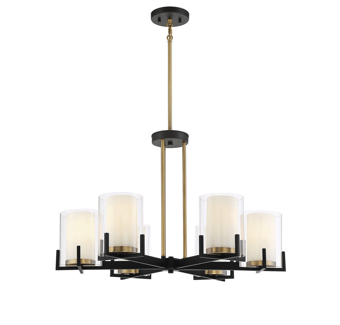 Savoy House Eaton 1-1976-6-143 Chandelier Light - Matte Black with Warm Brass Accents