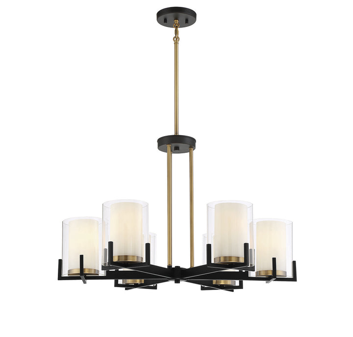 Savoy House Eaton 1-1976-6-143 Chandelier Light - Matte Black with Warm Brass Accents