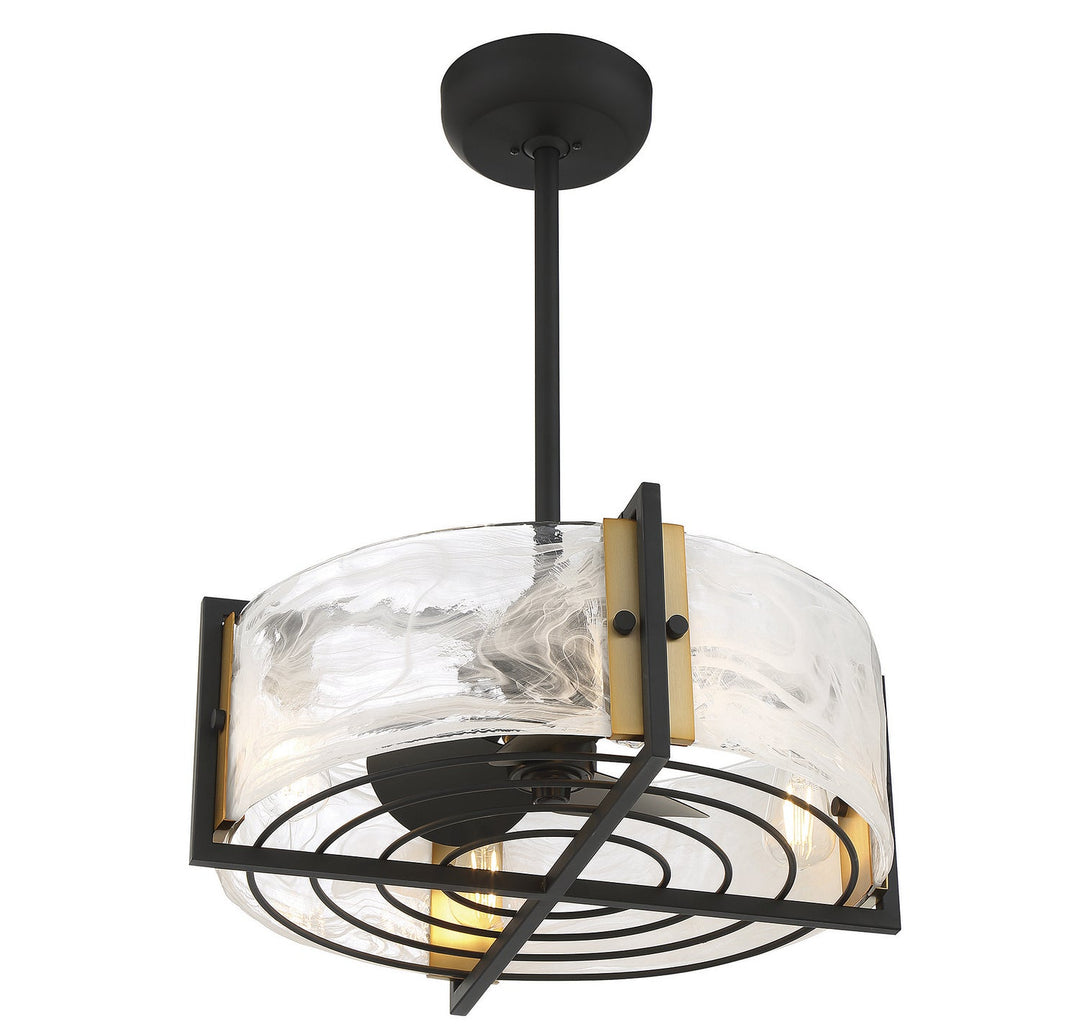 Savoy House Hayward 24-FD-1698-143 Ceiling Fan 12 - Matte Black with Warm Brass Accents, Black/