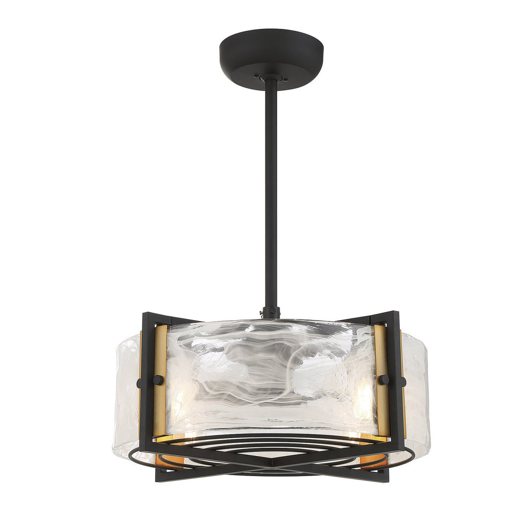 Savoy House Hayward 24-FD-1698-143 Ceiling Fan 12 - Matte Black with Warm Brass Accents, Black/