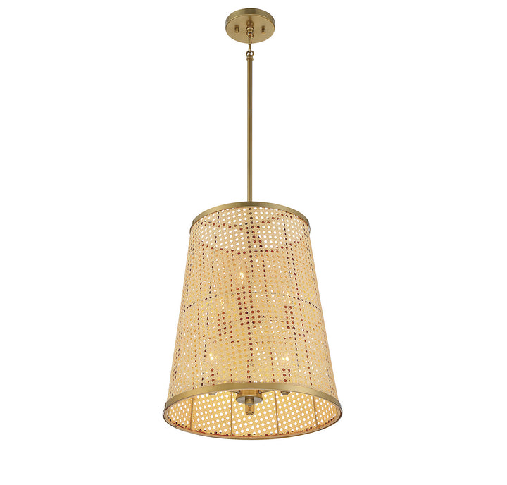 Savoy House Astoria 3-1772-6-200 Pendant Light - Natural with Burnished Brass