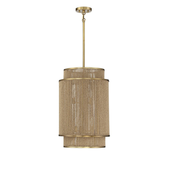 Savoy House Ashburn 3-1773-6-320 Pendant Light - Warm Brass and Rope